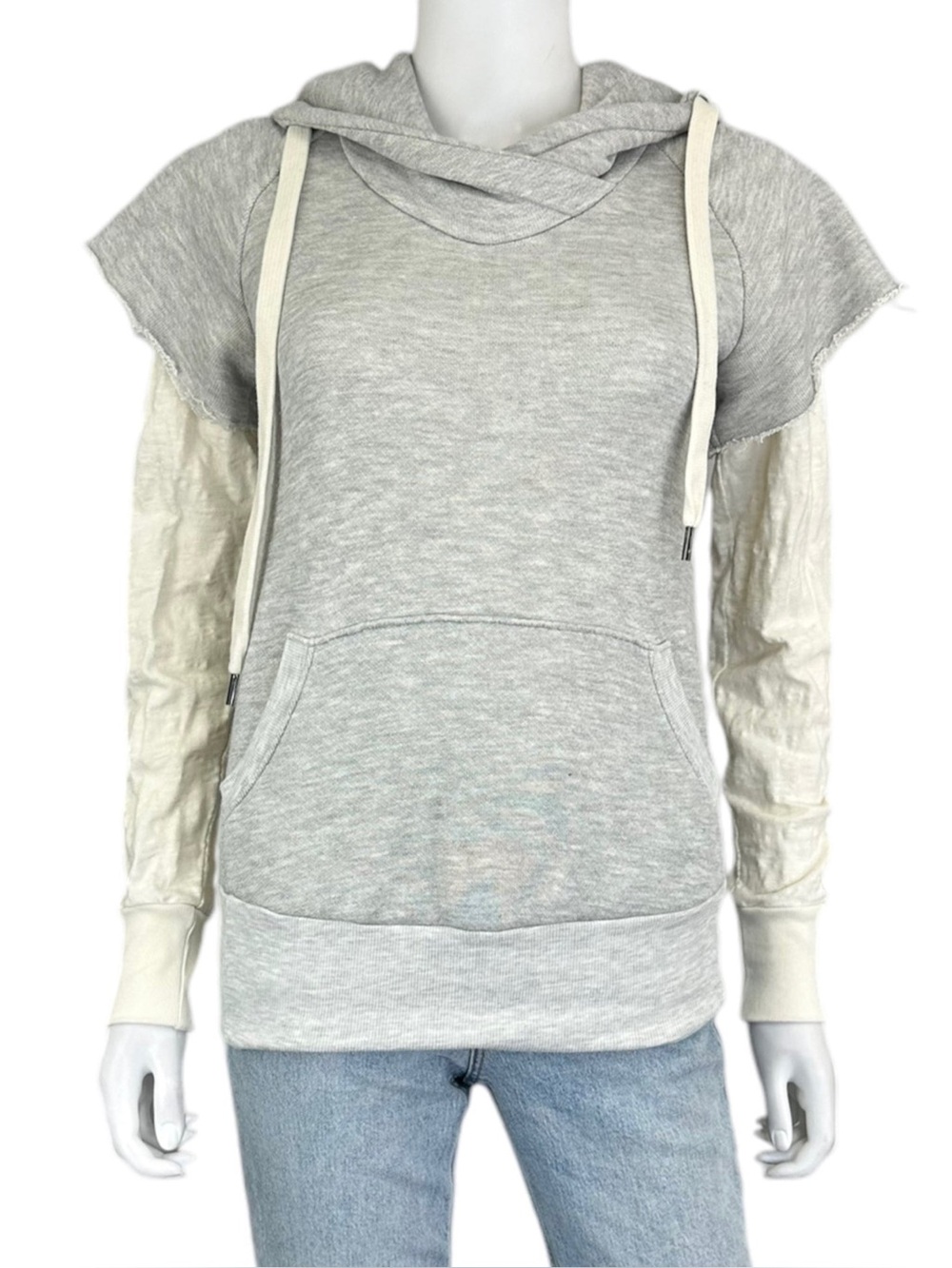 NSF Gray Distressed Hoodie Layered Top Size S